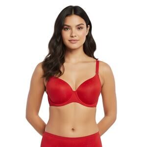 Lauren Ralph Lauren Full Coverage T Shirt Bra Size 36G Ruby Red Repeat Logo